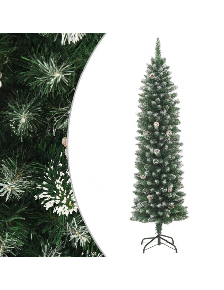 Albero di Natale Artificiale Sottile con Base 240 cm PVC