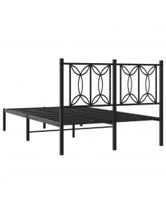 Giroletto con Testiera in Metallo Nero 120x200 cm