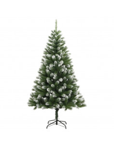 Albero Natale Artificiale Incernierato con Neve Fioccata 180 cm 2