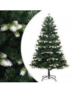 Albero Natale Artificiale Incernierato con Neve Fioccata 150 cm 2