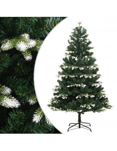 Albero Natale Artificiale Incernierato con Neve Fioccata 210 cm 2