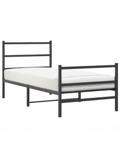 Giroletto con Testiera e Pediera Metallo Nero 90x200 cm 2