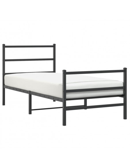 Giroletto con Testiera e Pediera Metallo Nero 90x200 cm