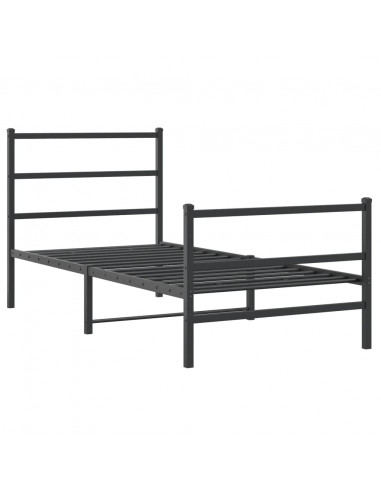 Giroletto con Testiera e Pediera Metallo Nero 90x200 cm