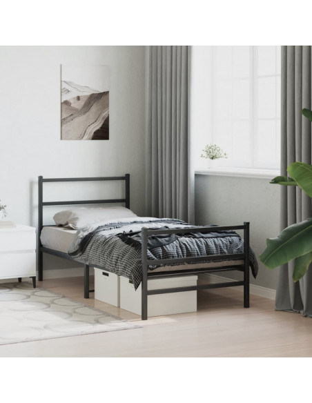Giroletto con Testiera e Pediera Metallo Nero 90x200 cm
