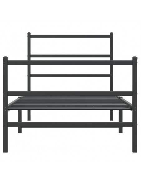 Giroletto con Testiera e Pediera Metallo Nero 90x200 cm