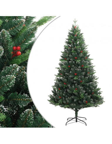 Albero Natale Artificiale Incernierato con Bacche Rosse 210 cm