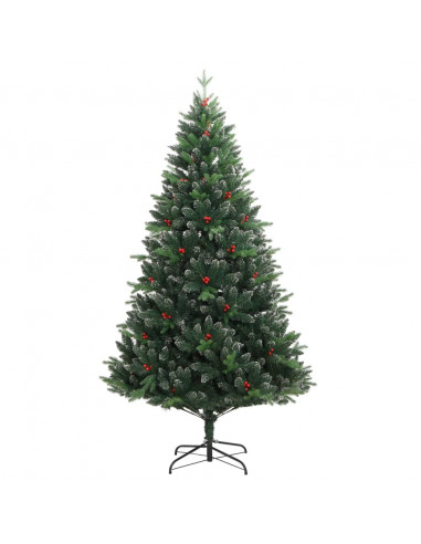 Albero Natale Artificiale Incernierato con Bacche Rosse 210 cm