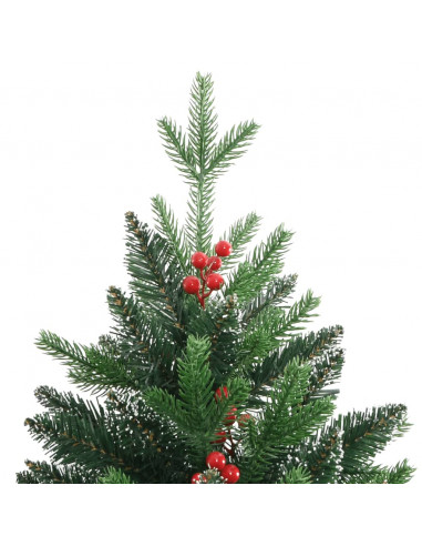 Albero Natale Artificiale Incernierato con Bacche Rosse 210 cm