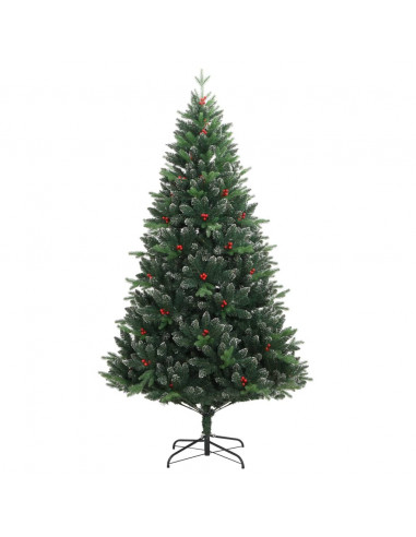 Albero Natale Artificiale Incernierato con Bacche Rosse 240 cm