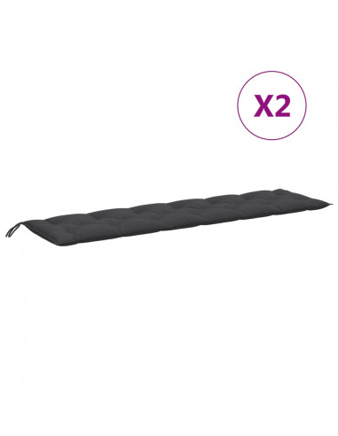 Cuscini Panca Giardino 2pz Antracite Mélange 200x50x7cm Tessuto