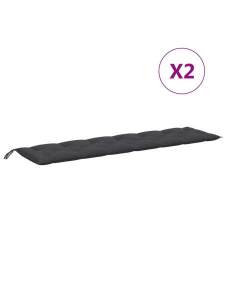 Cuscini Panca Giardino 2pz Antracite Mélange 200x50x7cm Tessuto