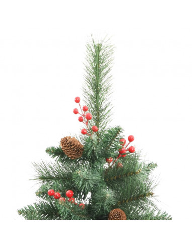 Albero Natale Artificiale Incernierato con Pigne e Bacche 180cm