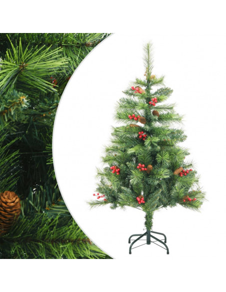 Albero Natale Artificiale Incernierato con Pigne e Bacche 150cm