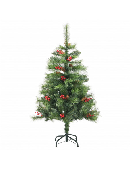 Albero Natale Artificiale Incernierato con Pigne e Bacche 150cm