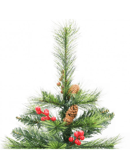 Albero Natale Artificiale Incernierato con Pigne e Bacche 150cm
