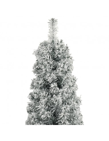 Albero di Natale Sottile con Base e Neve Floccata 270 cm PVC