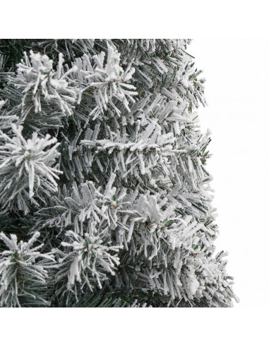 Albero di Natale Sottile con Base e Neve Floccata 270 cm PVC