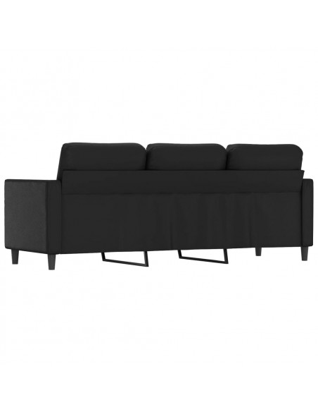 Divano a 3 Posti Nero 180 cm in Similpelle