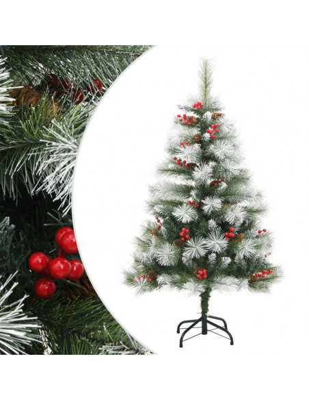 Albero Natale Artificiale Incernierato con Pigne e Bacche 120cm
