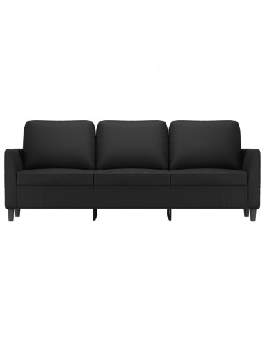 Divano a 3 Posti Nero 180 cm in Similpelle