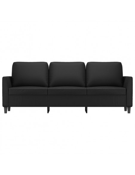 Divano a 3 Posti Nero 180 cm in Similpelle