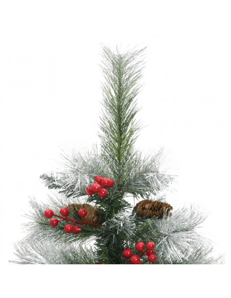 Albero Natale Artificiale Incernierato con Pigne e Bacche 120cm