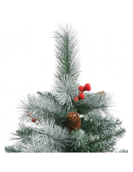 Albero Natale Artificiale Incernierato con Pigne e Bacche 210cm
