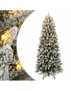 Albero di Natale Artificiale con 300 LED e Neve Floccata 180 cm 2