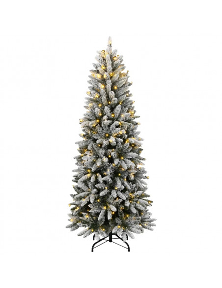 Albero di Natale Artificiale con 300 LED e Neve Floccata 180 cm