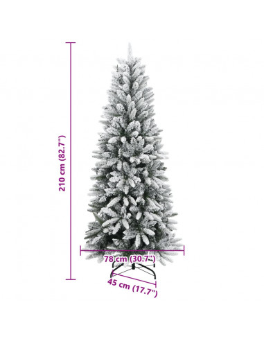Albero di Natale Artificiale con 300 LED e Neve Floccata 210 cm