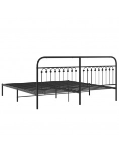 Giroletto con Testiera in Metallo Nero 193x203 cm