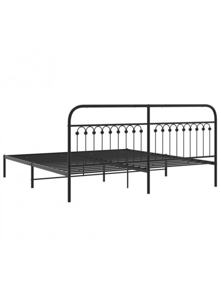 Giroletto con Testiera in Metallo Nero 193x203 cm