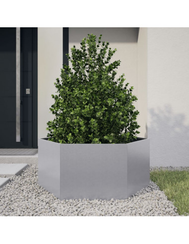 Fioriera da Giardino Esagono 104x90x45 cm in Acciaio Zincato