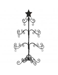 Albero di Natale Decorativo in Metallo Nero 90 cm 2