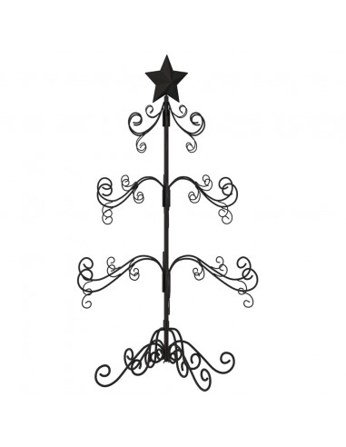 Albero di Natale Decorativo in Metallo Nero 90 cm