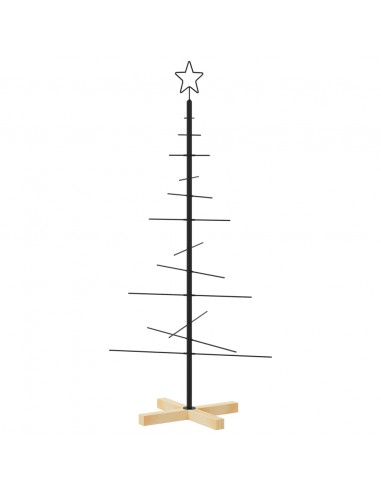 Albero di Natale in Metallo con Base in Legno Nero 120 cm