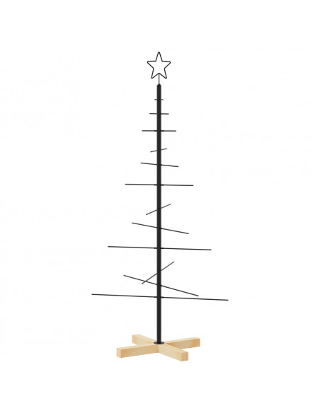 Albero di Natale in Metallo con Base in Legno Nero 120 cm