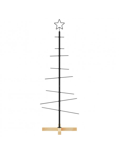 Albero di Natale in Metallo con Base in Legno Nero 120 cm