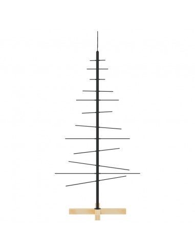 Albero di Natale in Metallo con Base in Legno Nero 120 cm