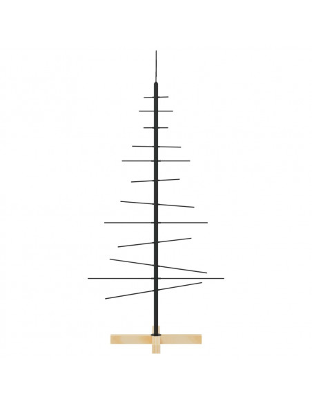 Albero di Natale in Metallo con Base in Legno Nero 120 cm