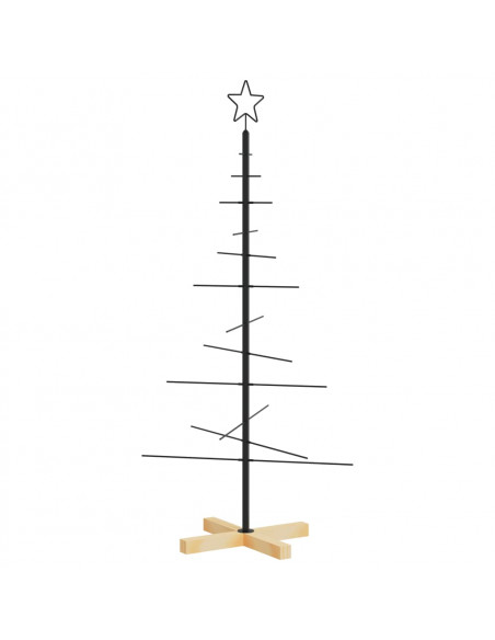Albero di Natale in Metallo con Base in Legno Nero 120 cm