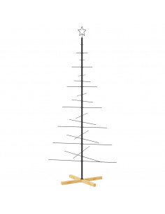 Albero di Natale in Metallo con Base in Legno Nero 180 cm 2