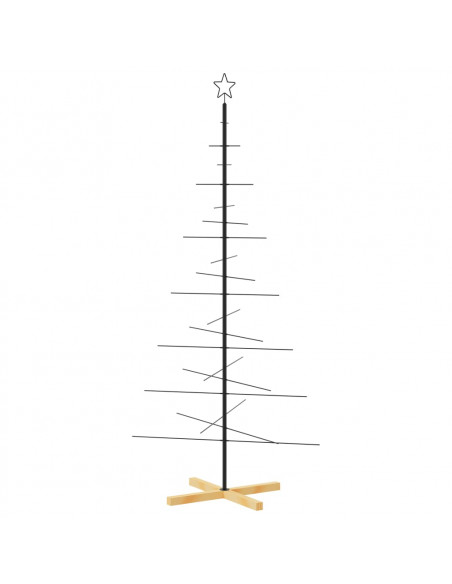 Albero di Natale in Metallo con Base in Legno Nero 180 cm