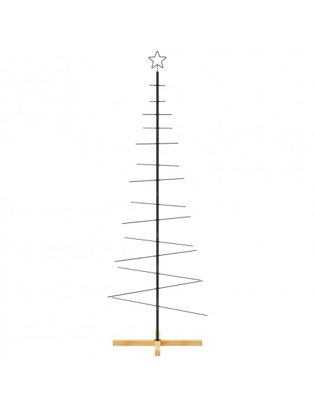 Albero di Natale in Metallo con Base in Legno Nero 180 cm