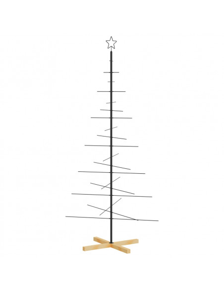 Albero di Natale in Metallo con Base in Legno Nero 180 cm