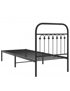 Giroletto con Testiera in Metallo Nero 75x190 cm