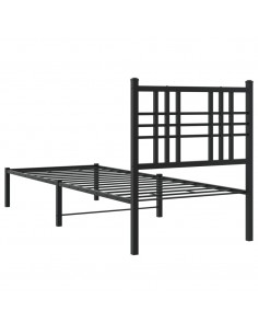 Giroletto con Testiera in Metallo Nero 75x190 cm