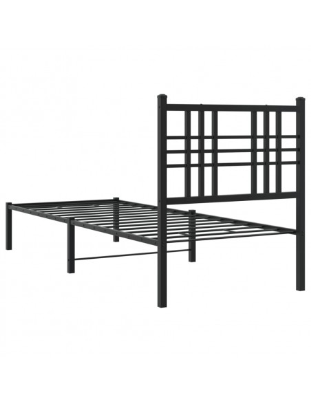 Giroletto con Testiera in Metallo Nero 75x190 cm