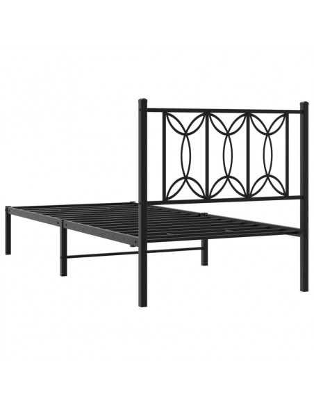 Giroletto con Testiera in Metallo Nero 75x190 cm